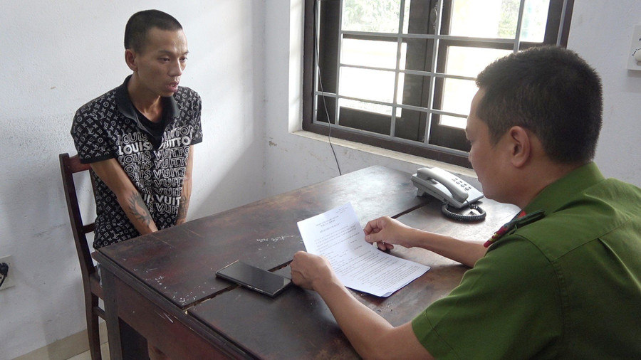 Thành tại cơ quan công an (Ảnh: Công Quang).