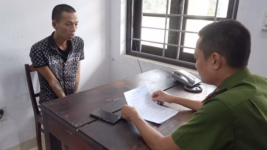 Thành tại cơ quan công an (Ảnh: Công Quang).