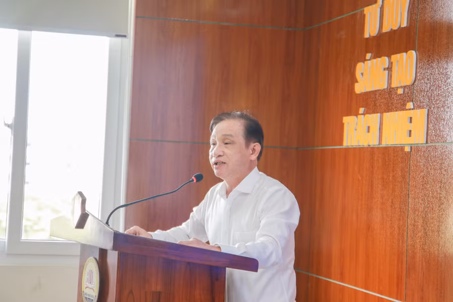 PGS.TS Đoàn Đức Lương - Hiệu trưởng Trường ĐH Luật, ĐH Huế đánh giá cao sự hợp tác giữa các bên trong việc xây dựng chương trình đào tạo thạc sĩ chính sách và pháp luật môi trường.