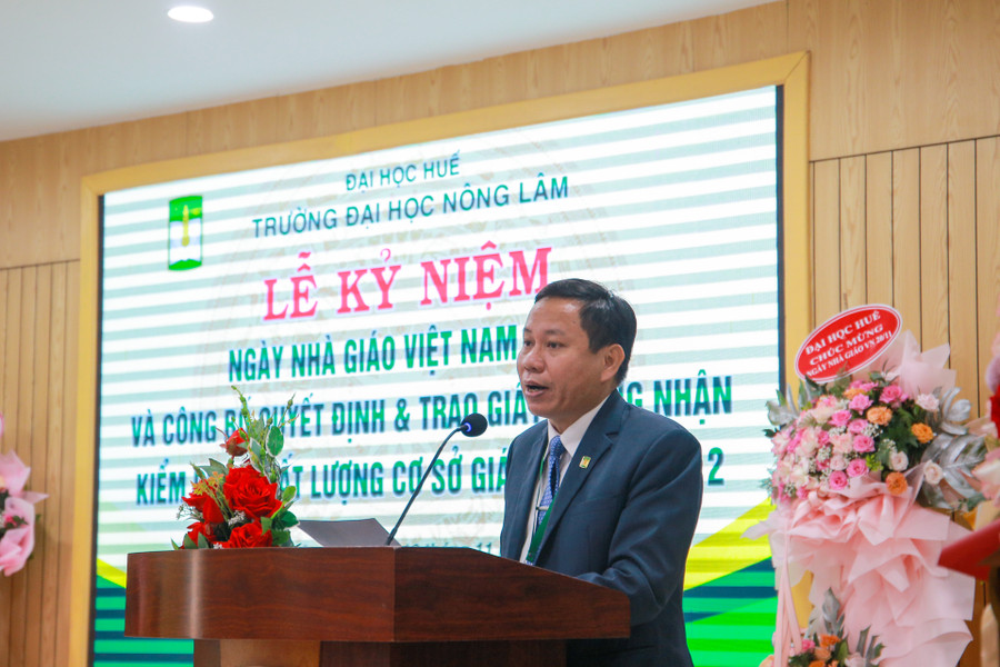 PGS.TS Trần Thanh Đức, Hiệu trưởng Trường ĐH Nông lâm, ĐH Huế phát biểu tại chương trình.