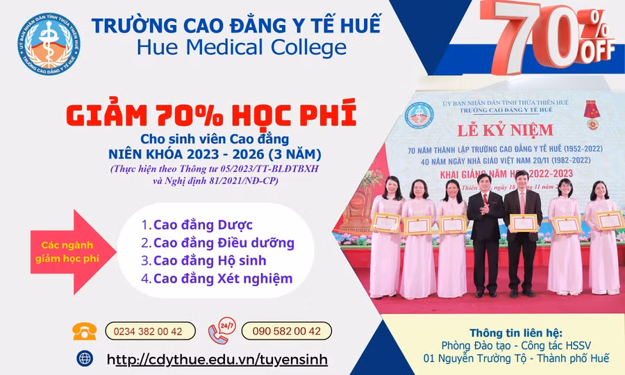 Bốn ngành Cao đẳng của Nhà trường được giảm 70% học phí (Ảnh: Đại Dương).