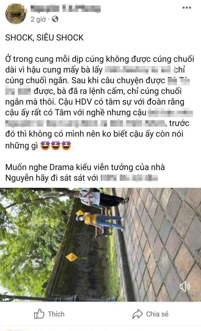Tài khoản Facebook đăng clip nam hướng dẫn viên thuyết minh nội dung phản cảm về phi tần xưa triều Nguyễn. (Ảnh: chụp từ Facebook). Tài khoản Facebook đăng clip nam hướng dẫn viên thuyết minh nội dung phản cảm về phi tần xưa triều Nguyễn. (Ảnh: chụp từ Facebook).
