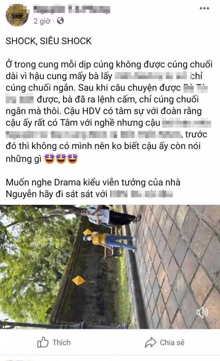 Tài khoản Facebook đăng clip nam hướng dẫn viên thuyết minh nội dung phản cảm về phi tần xưa triều Nguyễn. (Ảnh: chụp từ Facebook).