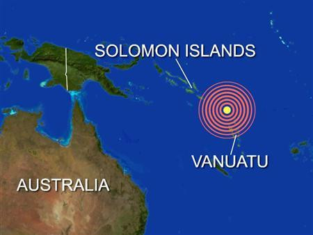 Vị trí trận động đất xảy ra ở Vanuatu Vị trí trận động đất xảy ra ở Vanuatu