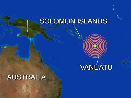 Vị trí trận động đất xảy ra ở Vanuatu