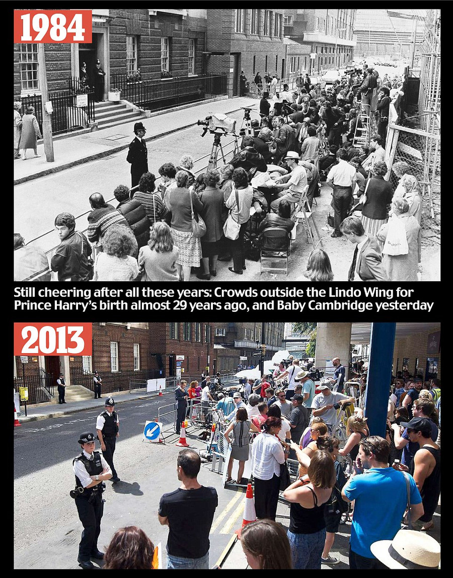 Những đám đông đổ về cổng điện Buckingham khi có tuyên bố công nương đã cho ra đời một bé trai khỏe mạnh nặng 3,8 kg – đây được coi là vị vua tương lai chào đời nặng nhất trong 100 năm nay ở Anh. Em bé chưa được đặt tên này sẽ làm vua nước Anh sau con trai của Nữ hoàng Elizabeth là hoàng tử Charles và sau đó là cha ruột cậu bé William. “Chúng tôi không thể hạnh phúc hơn” – Hoàng tử Willam nói. Tổng thống Mỹ Obama và phu nhân đã đưa ra những lời chúc mừng đối với nước Anh.