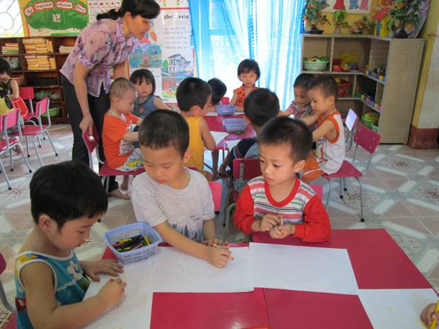 Tỷ lệ huy động trẻ mẫu giáo đến trường đạt 87% trong năm học 2013 - 2014 Ảnh: H. Thu
