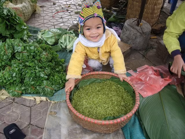 Cháu mời mọi người mua cốm thơm ạ