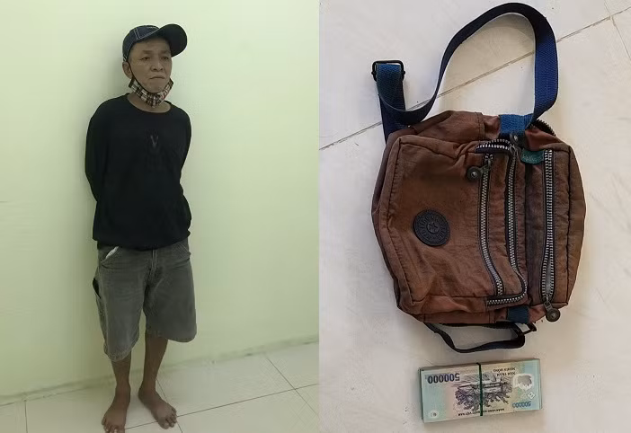 Đối tượng Trương Ngọc Huy cùng tang vật của vụ án.