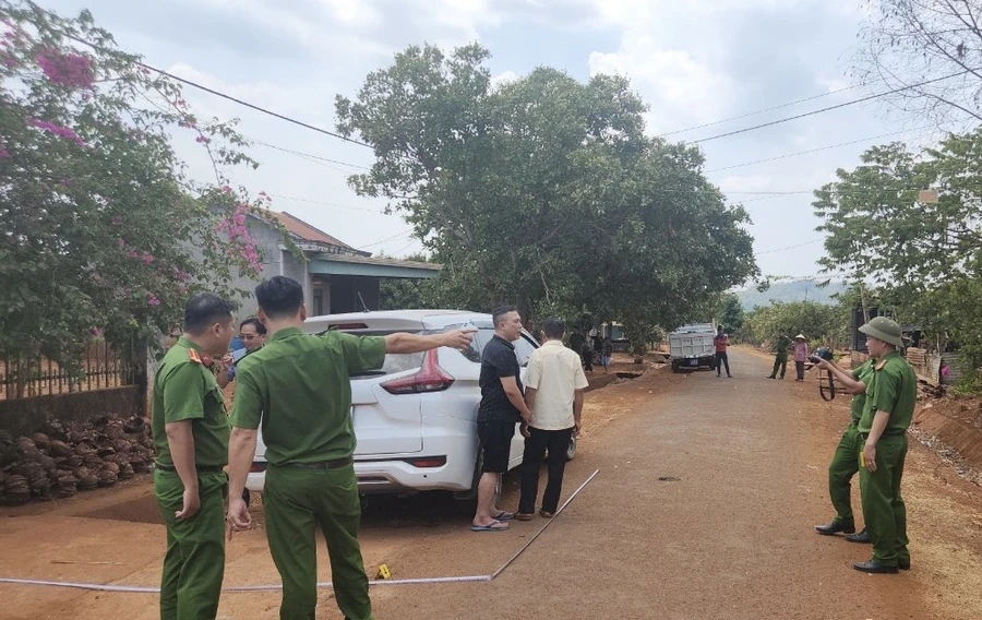 Cơ quan Công an dựng lại hiện trường vụ việc. (Ảnh: Công an Gia Lai)