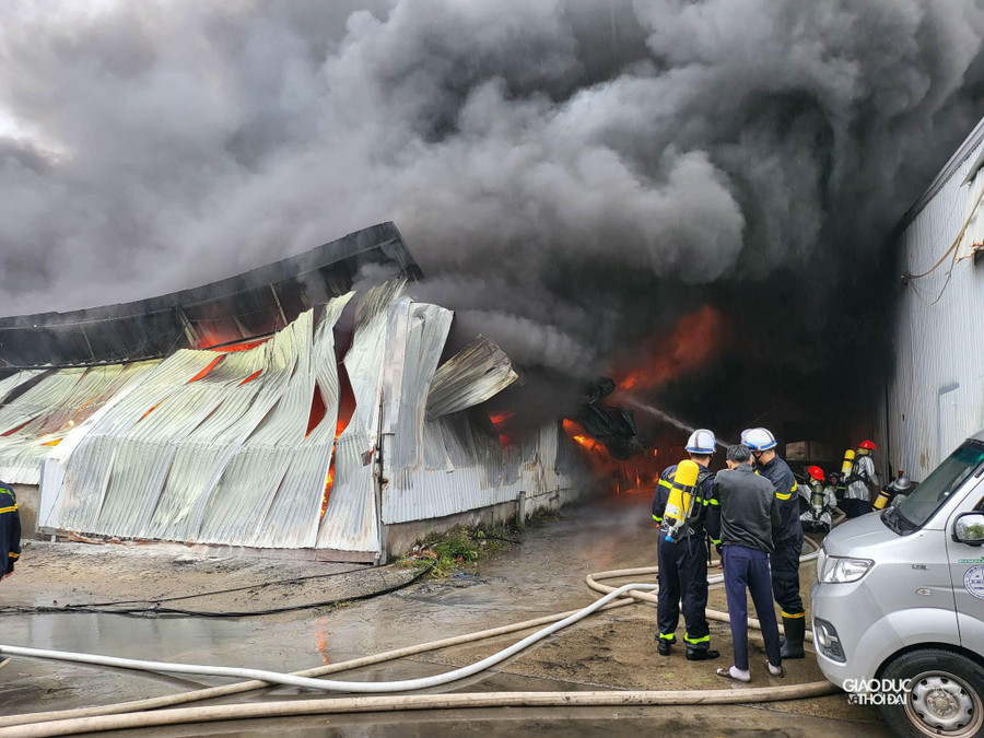 Có 3 nhà kho đã bị thiêu rụi. Được biết đây là khu vực cho thuê kho, xưởng. Bên trong các nhà kho này chứa nhiều các loại hàng như sơn, đồ điện tử, đồ tiêu dùng...