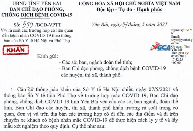 Thông báo rà soát các trường hợp có liên quan đến BN3116.