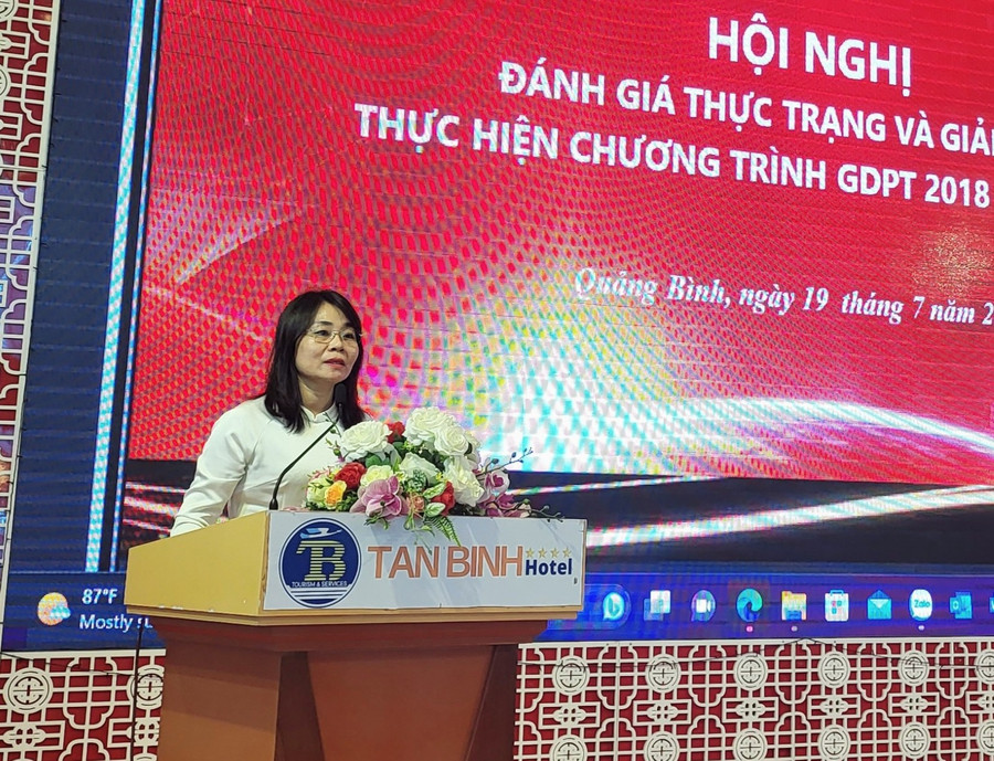 Bà Mai Thị Liên Giang – Phó Giám đốc Sở GD&ĐT Quảng Bình đánh giá những kết quả tích cực sau quá trình thực hiện Chương trình GDPT 2018. Bà Mai Thị Liên Giang – Phó Giám đốc Sở GD&ĐT Quảng Bình đánh giá những kết quả tích cực sau quá trình thực hiện Chương trình GDPT 2018.