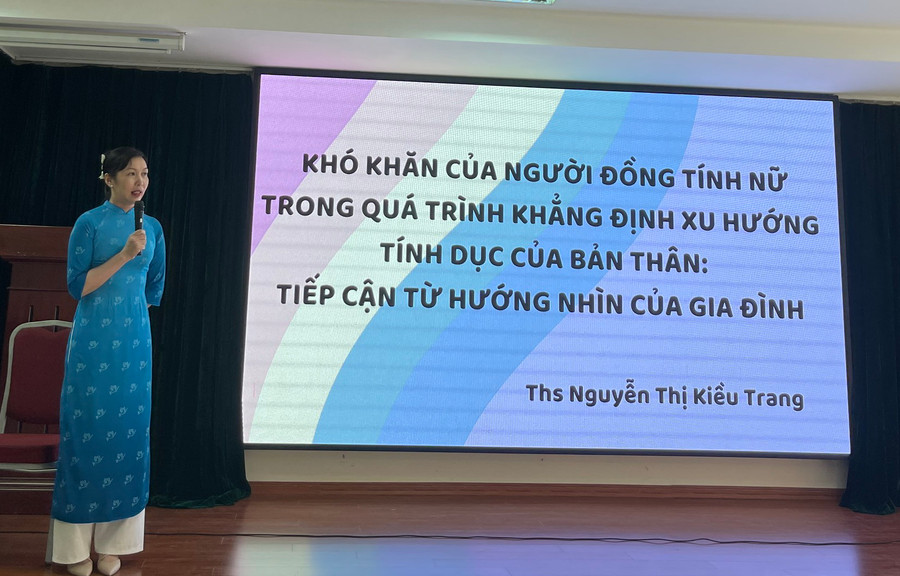 ThS Nguyễn Thị Kiều Trang - giảng viên Khoa Giới và Phát triển, Học viện Phụ nữ Việt Nam công bố kết quả khảo sát.