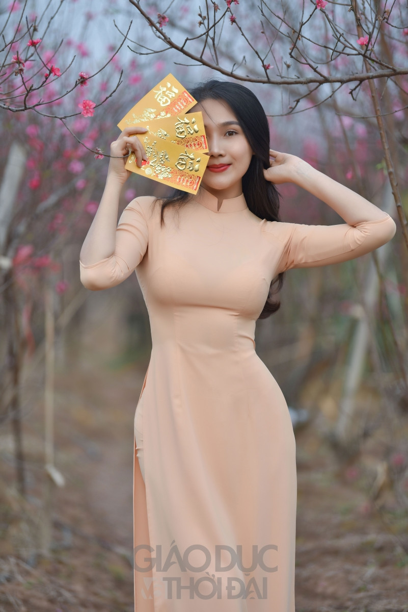 Những đạo cụ phong bao lì xì, cành đào, câu đối được các bạn trẻ chuẩn bị để chụp hình cùng với hoa đào. Những đạo cụ phong bao lì xì, cành đào, câu đối được các bạn trẻ chuẩn bị để chụp hình cùng với hoa đào.