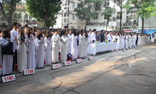 Các đại biểu và học sinh Trường THPT Việt Đức nghiêm trang chào cờ trước khi Cuộc thi chính thức được phát động Các đại biểu và học sinh Trường THPT Việt Đức nghiêm trang chào cờ trước khi Cuộc thi chính thức được phát động