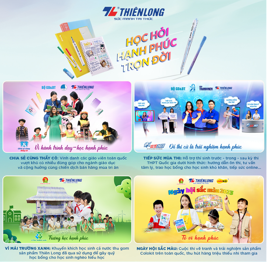 Chương trình “Vì mái trường xanh” do Thiên Long đồng tổ chức, giáo dục ý thức bảo vệ môi trường cho thế hệ trẻ.