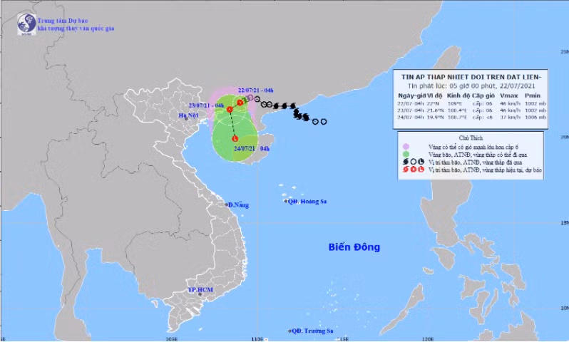 Hình ảnh vệ tinh của áp thấp nhiệt đới.
