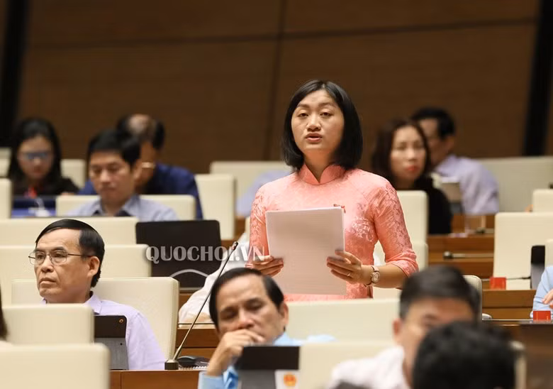Đại biểu Triệu Thanh Dung, Đoàn ĐBQH tỉnh Cao Bằng, phát biểu tại phiên thảo luận tại hội trường sáng 24/10