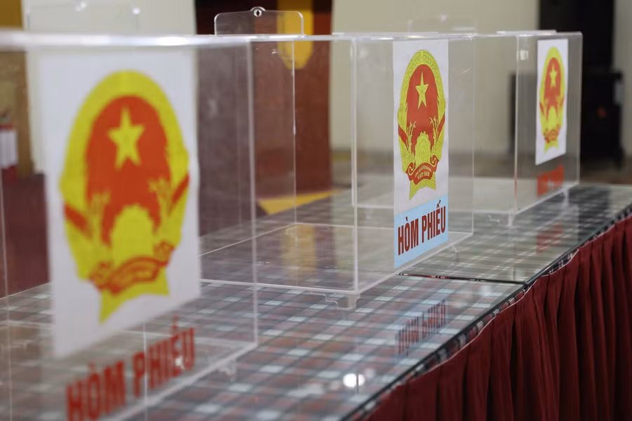 Hòm phiếu đã chuẩn bị xong.