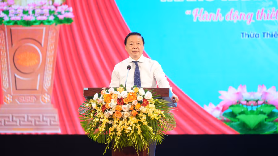 Phó Thủ tướng, Chủ tịch Ủy ban Quốc gia về trẻ em - Trần Hồng Hà phát biểu.