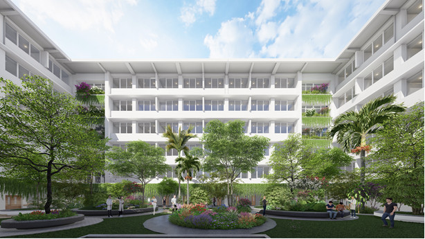 Bệnh viện sau khi hoàn thành sẽ có thêm 300 giường bệnh đạt tiêu chuẩn quốc tế 5 sao.