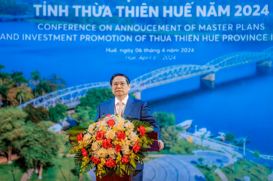 Thủ tướng phát biểu chỉ đạo tại Hội nghị quy hoạch tỉnh Thừa Thiên Huế. (Ảnh: Đình Hoàng)