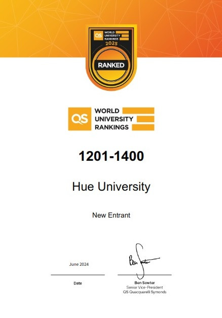 Xếp hạng các cơ sở giáo dục đại học hàng đầu thế giới năm 2025 (QS World University Rankings 2025) lần đầu tiên có mặt Đại học Huế.