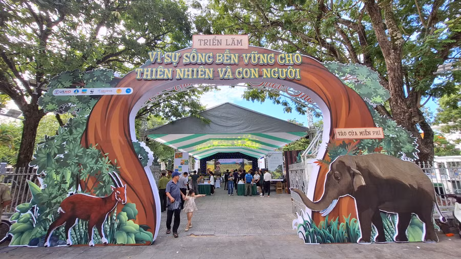 Không gian triển lãm gợi mở hình ảnh thiên nhiên kỳ thú với các loài động vật hoang dã.