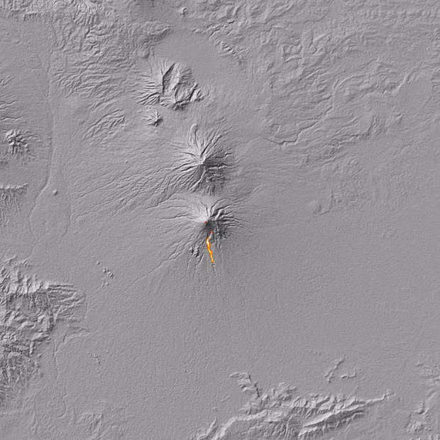 The volcanic eruption at Mount Merapi is pictured in this NASA Terra satellite image. The Indonesian volcano erupted with renewed ferocity, bringing the total death toll to over 100 and blanketing the area with white ash