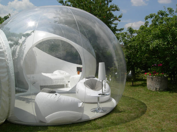 The week in pictures: 19 November 2010 Camping has been taken to a new level with blow-up ’bubble’ tents. The transparent structures are designed to get people as close to nature as possible. However, as they are decked out with wardrobes, shelves and electric lights, the bubbles look more like a movable hotel room than a regular tent. The structures can be now be hired out at sites across France for around £400 a night Camping has been taken to a new level with blow-up ’bubble’ tents. The transparent structures are designed to get people as close to nature as possible. However, as they are decked out with wardrobes, shelves and electric lights, the bubbles look more like a movable hotel room than a regular tent. The structures can be now be hired out at sites across France for around £400 a night