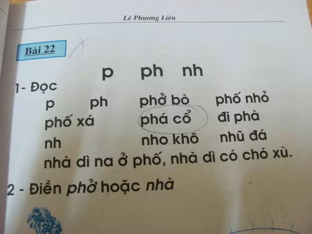 Vở luyện Tiếng Việt, tập 1 có nhiều sai sót