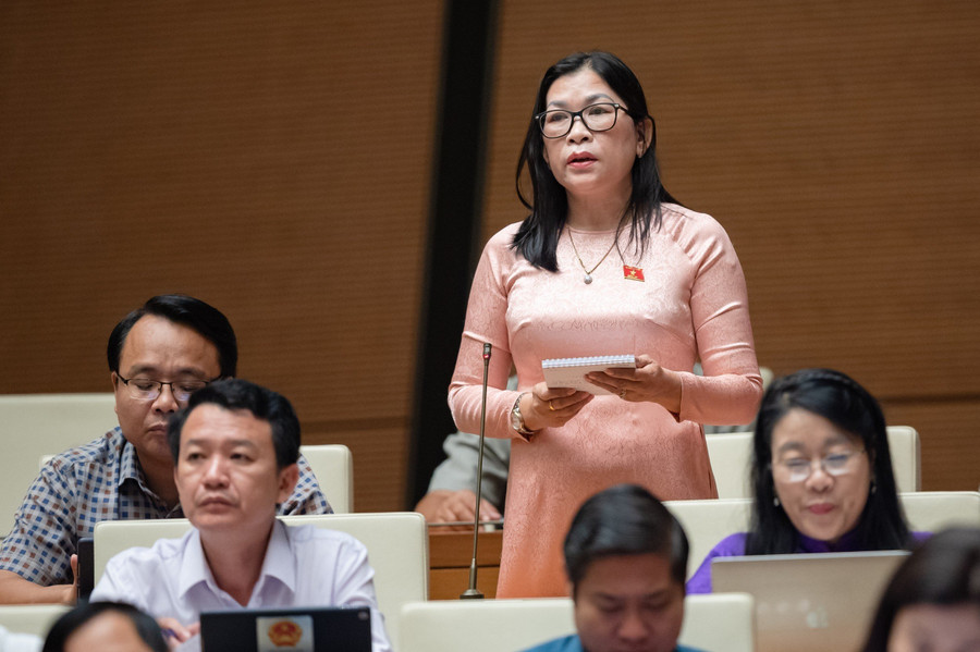 Đại biểu Bố Thị Xuân Linh chất vấn Bộ trưởng Bộ Lao động - Thương binh và Xã hội Đào Ngọc Dung. Đại biểu Bố Thị Xuân Linh chất vấn Bộ trưởng Bộ Lao động - Thương binh và Xã hội Đào Ngọc Dung.