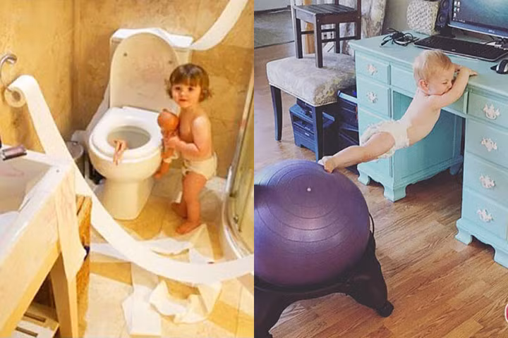 Khi những trò nghịch ngợm của trẻ khiến mọi bố mẹ đều phải “đầu hàng“