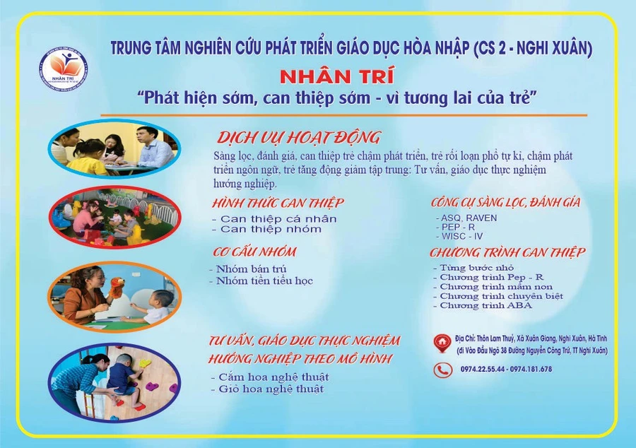 Trung tâm nghiên cứu phát triển Giáo dục hòa nhập Nhân Trí khai trương cơ sở 2 tại xã Xuân Giang, huyện Nghi Xuân, Hà Tĩnh.