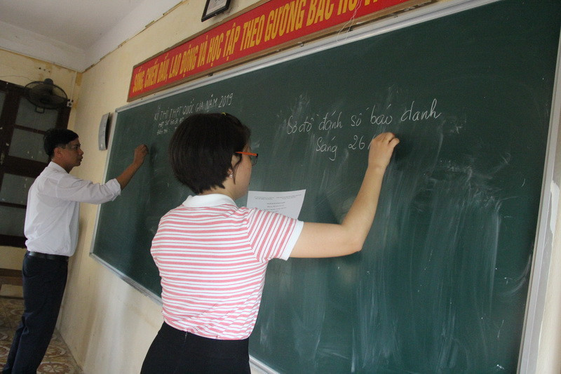 Các giám thị đang chuẩn bị tốt trước buổi thi Các giám thị đang chuẩn bị tốt trước buổi thi