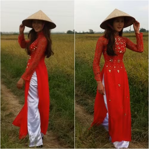 Mỹ nhân Hàn duyên dáng trong tà áo dài Việt Nam