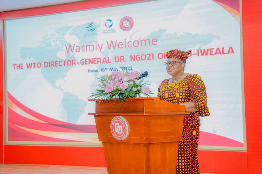 TS Ngozi Okonjo Iweala - Tổng Giám đốc WTO phát biểu tại buổi gặp mặt. TS Ngozi Okonjo Iweala - Tổng Giám đốc WTO phát biểu tại buổi gặp mặt.