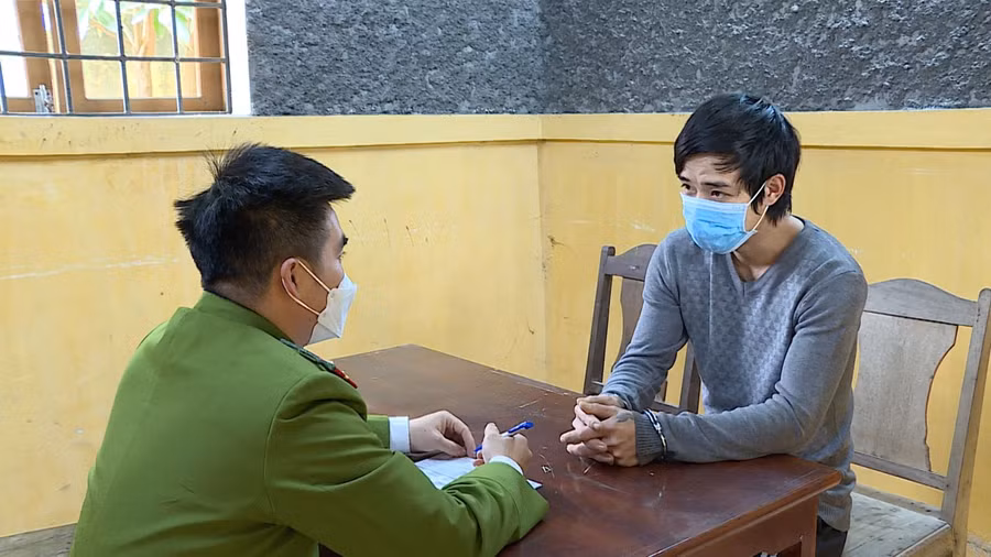 Đối tượng Nguyễn Văn Hải tại cơ quan công an.