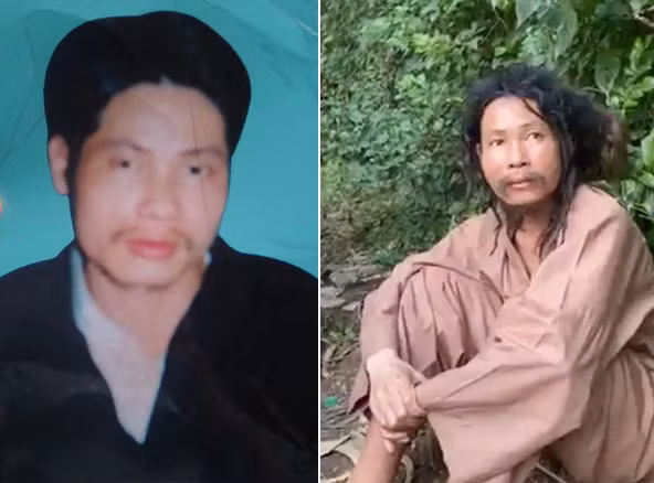 Ông Đinh Văn Phú trước khi mất tích (trái) và thời điểm hiện tại.