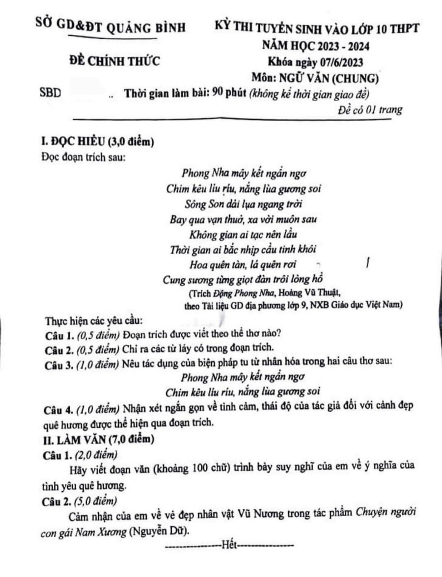 Đề thi Ngữ văn gây hứng thú cho các thí sinh.