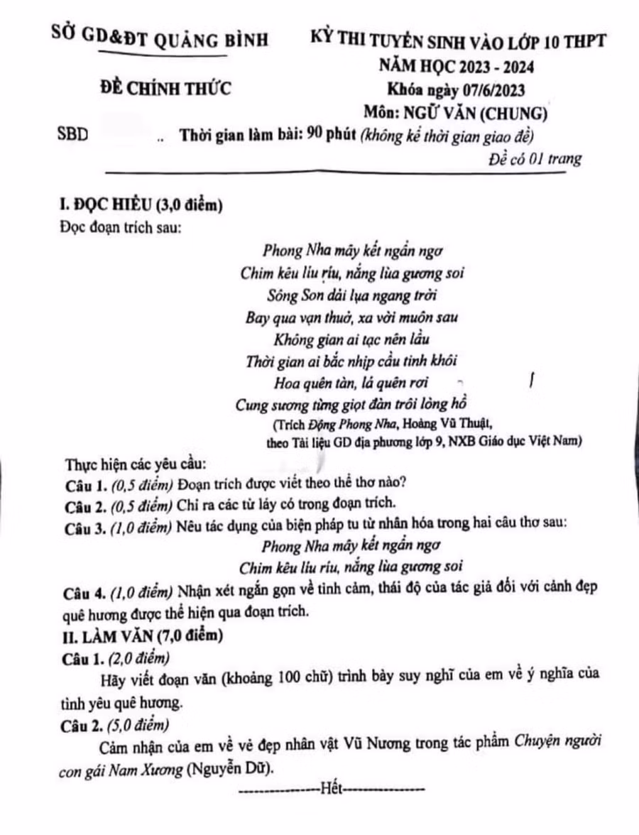 Đề thi Ngữ văn gây hứng thú cho các thí sinh.