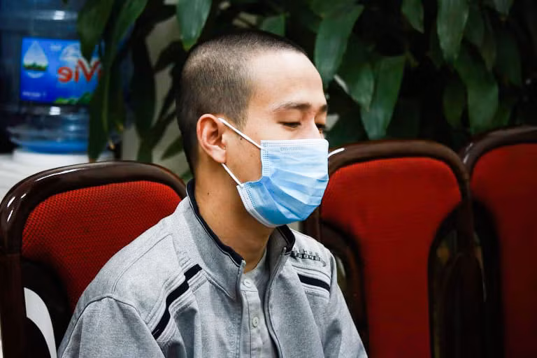 Đối tượng Hà Trọng Thắng tại cơ quan điều tra.