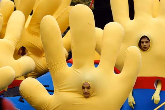 Carnival revellers participate in a parade on the streets of Ovar, Portugal 