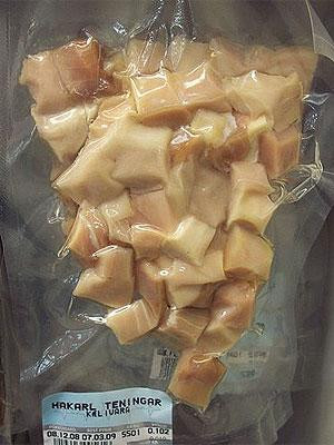 Hakarl (fermented shark) – Iceland An Icelandic speciality, Hakarl is certainly an acquired taste. It is traditionally made by gutting a basking shark, placing it in a hole, covering the carcase with gravel and stones and then leaving it to ferment for up to three months. The shark is then cut into chunks which are hung for several months more. The smell is repugnant, though the taste is said to be reasonable. 