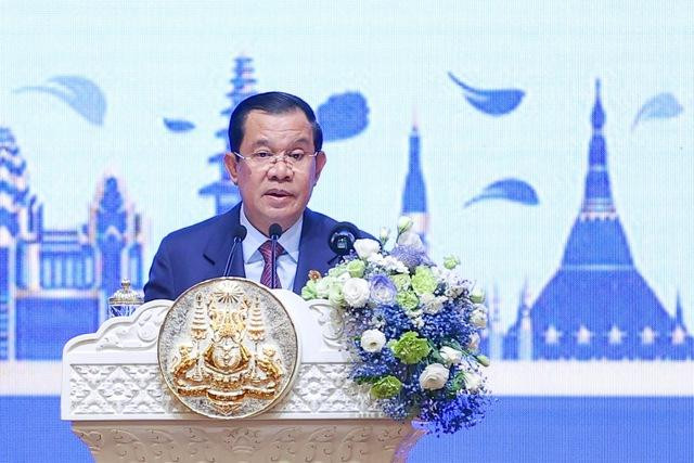 Thủ tướng Campuchia Hun Sen phát biểu tại lễ khai mạc - Ảnh: VGP/Nhật Bắc.