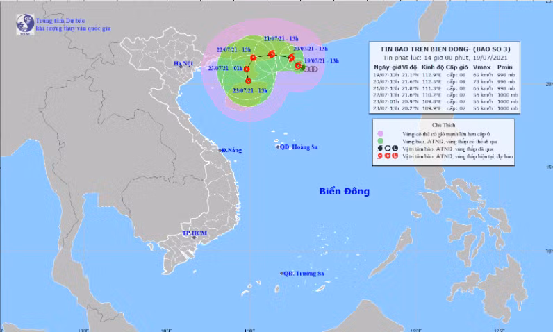 Hình ảnh vệ tinh cơn bão số 3 trên biển Đông.