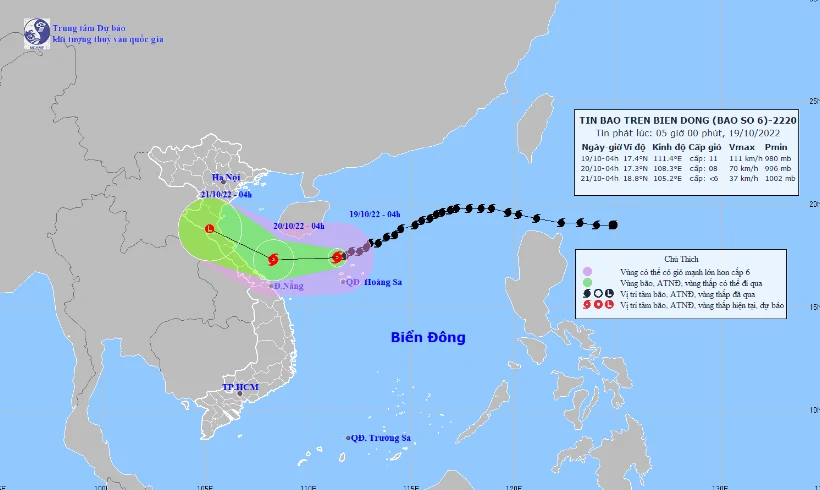 Hình ảnh về cơn bão số 6.