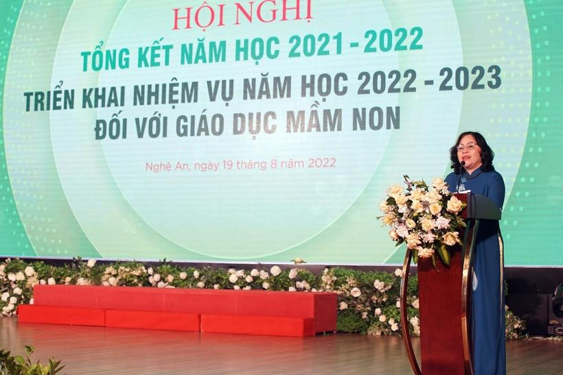 Thứ trưởng Ngô Thị Minh phát biểu tại Hội nghị tổng kết năm học 2021-2022 giáo dục Mầm non Thứ trưởng Ngô Thị Minh phát biểu tại Hội nghị tổng kết năm học 2021-2022 giáo dục Mầm non