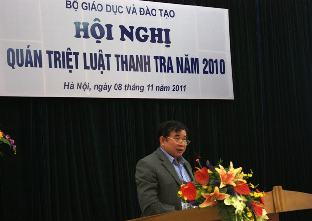 Bộ GD&ĐT quán triệt Luật Thanh tra năm 2010 ảnh 1 Thứ trưởng Bộ GD&ĐT Bùi Văn Ga phát biểu tại hội nghị. Ảnh: gdtd.vn